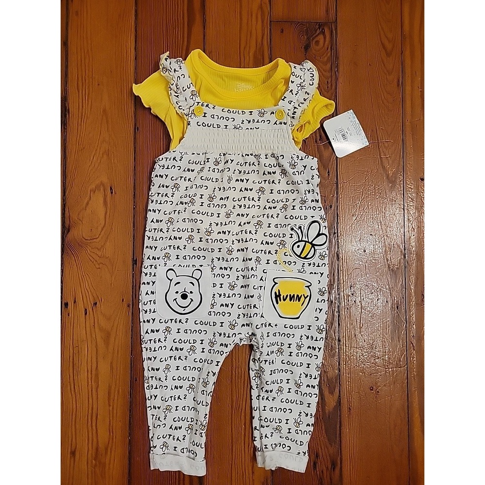 Disney Winnie the Pooh Baby Girl Coverall and Top Outfit 2 Piece Set 18 Months